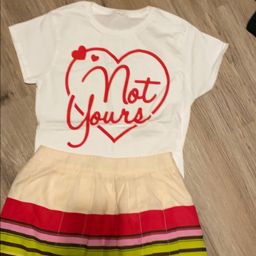 White T-shirt with not yours heart image small
